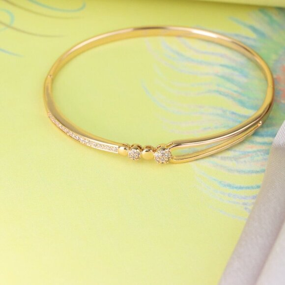 Radiant Rose Gold Bangle with Pave & Beaded Detailing, XPBL0416 - Picture 4 of 12